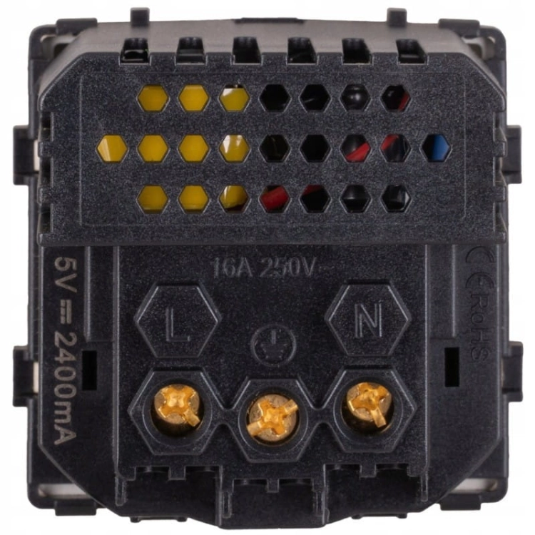 Modul Steckdose Mit Erdungsstift + Doppelte USB-Ladesteckdose Typ A+C 20W Gold Für Rahmen