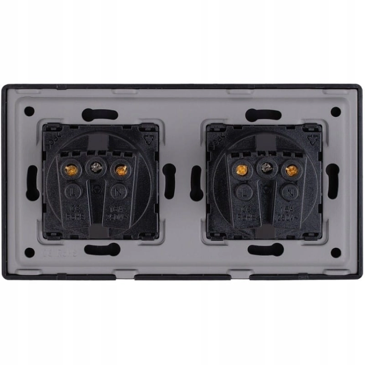 Doppelsteckdose Schuko Schwarz Set PCV-Doppelrahmen 2 X Steckdose