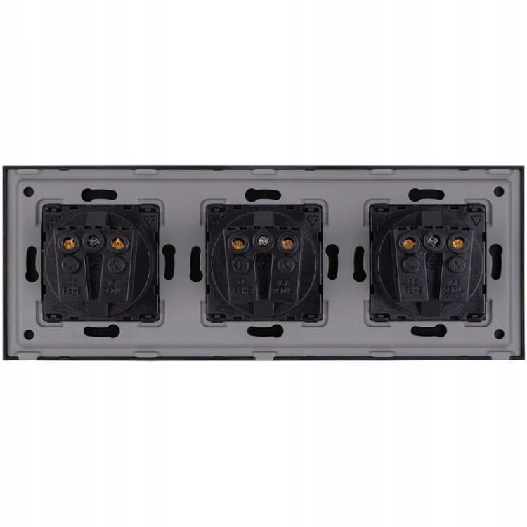 Dreifach-Steckdose Glas Grau Schuko Dreifachrahmen Und 3 X Steckdose