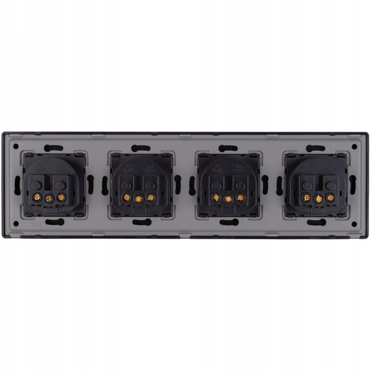 Vierfachsteckdose Schwarz Erdungsstift Set PVC Vierfachrahmen 4 X Steckdose