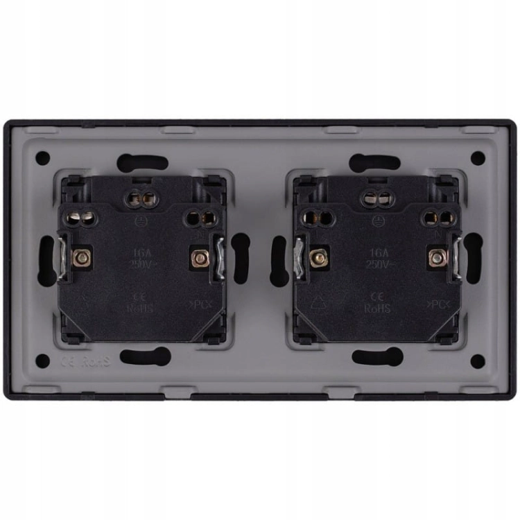 Doppelsteckdose Schwarz Set PVC-Doppelrahmen Und 2 X Doppelsteckdose