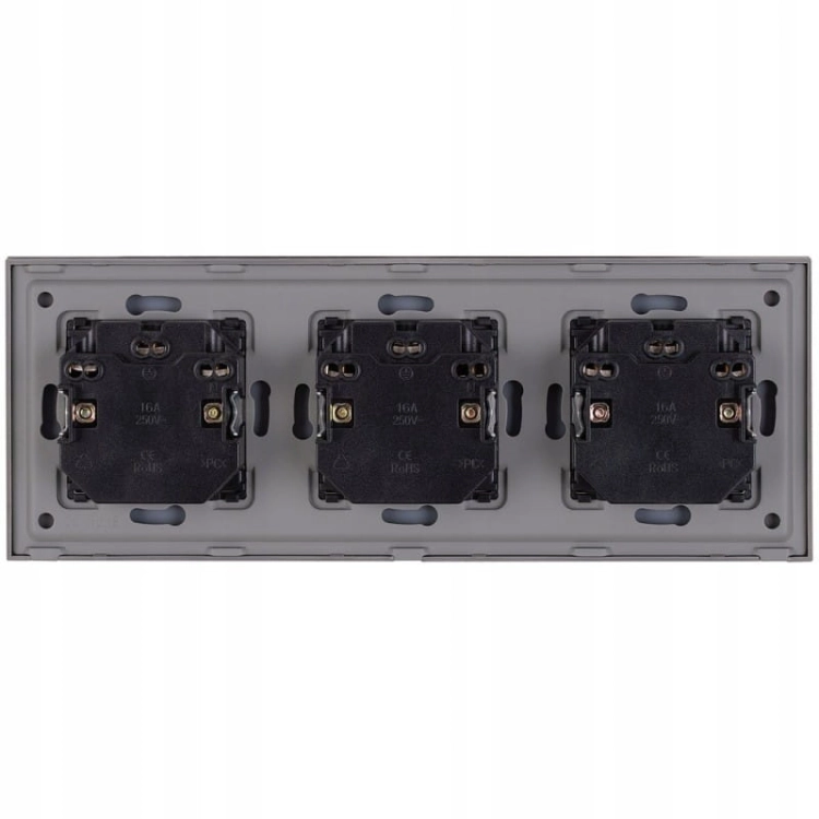 Dreifach-Steckdose Glas Grau Set Dreifachrahmen Und 3 X Doppelsteckdose