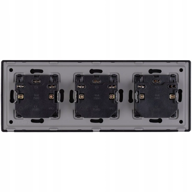 Dreifach-Steckdose Schwarz Set PVC-Dreifachrahmen Und 3 X Doppelsteckdose