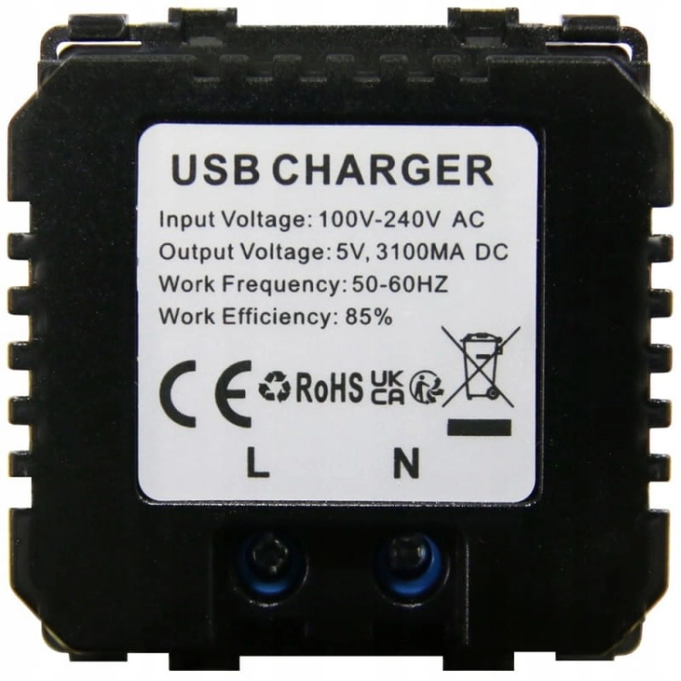 Modul Doppel-USB-Ladesteckdose Typ A+A 3.1A Grau Für Rahmen