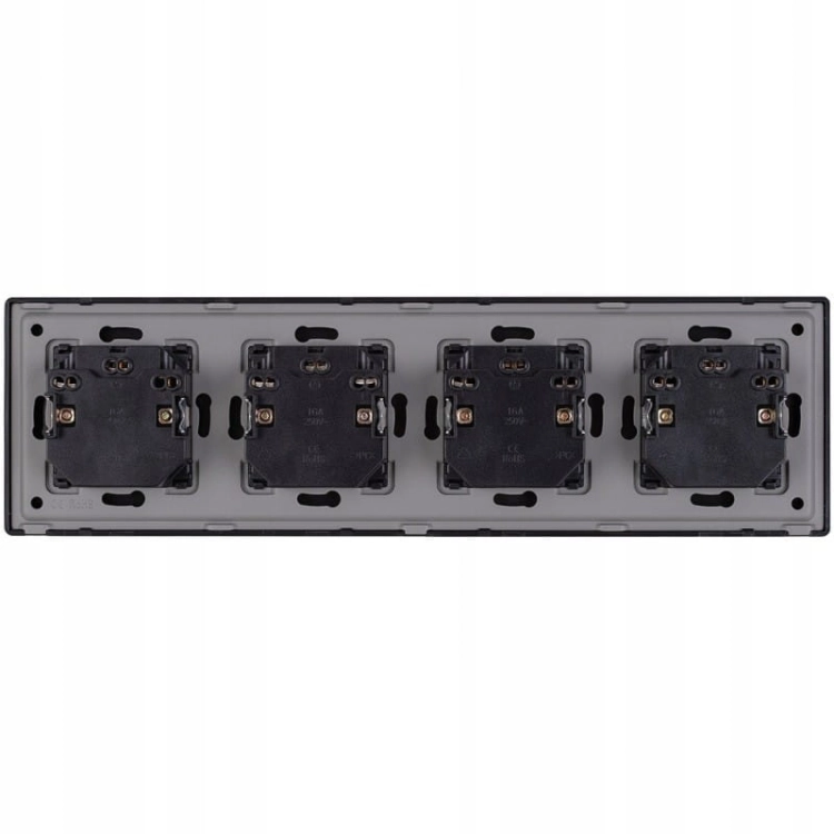 Vierfach-Steckdose Schwarz Set PVC-Vierfachrahmen 4 X Doppelsteckdose