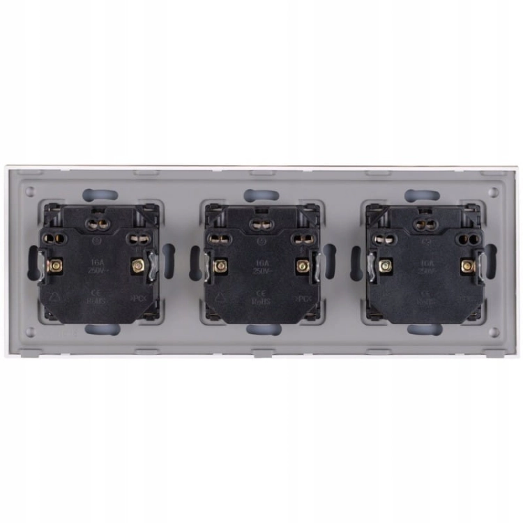 Glas-Steckdose Dreifach Gold Set Rahmen Und 3 X Doppelsteckdose