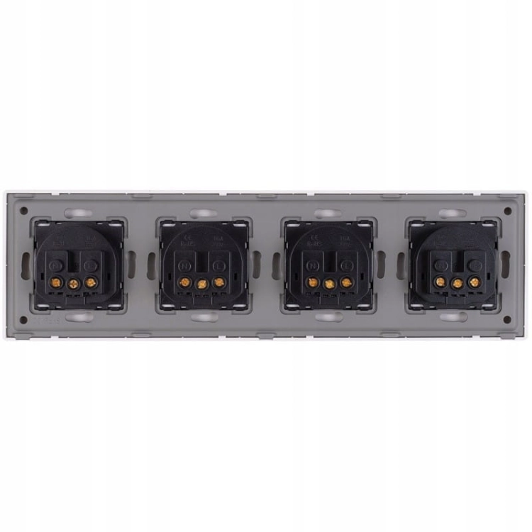 Vierfach-Steckdose Weiß Erdungsstift Set PVC-Vierfachrahmen 4 X Einzelsteckdose