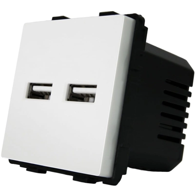 Steckdose Weiß Doppel-USB-Ladesteckdose 3.1A Typ A+A Set Mit PVC-Rahmen
