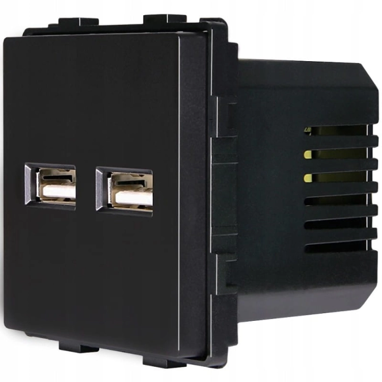 Steckdose Schwarz Doppelte USB-Ladesteckdose Set Mit Rahmen PVC