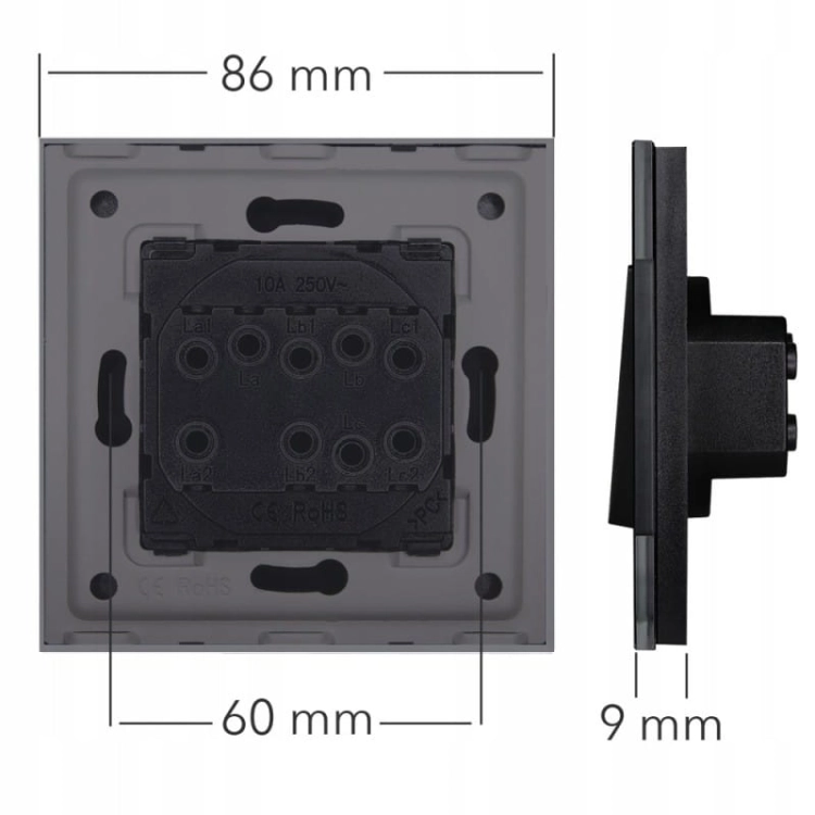 Vierfach-Steckdose Schwarz Set PVC-Vierfachrahmen 4 X Doppelsteckdose