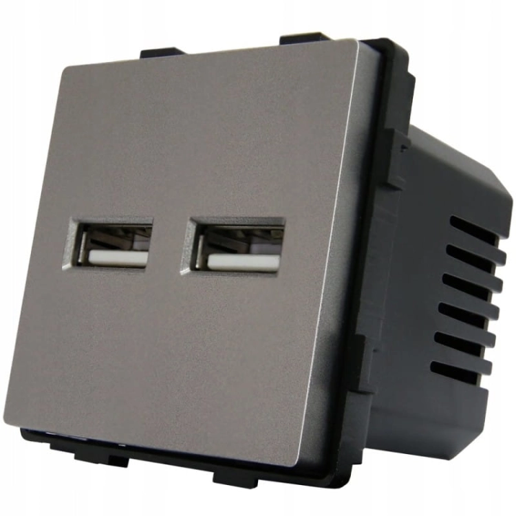 Steckdose Grau + Doppelte USB-Ladesteckdose 3.1A Typ A+A Set Mit PVC-Rahmen