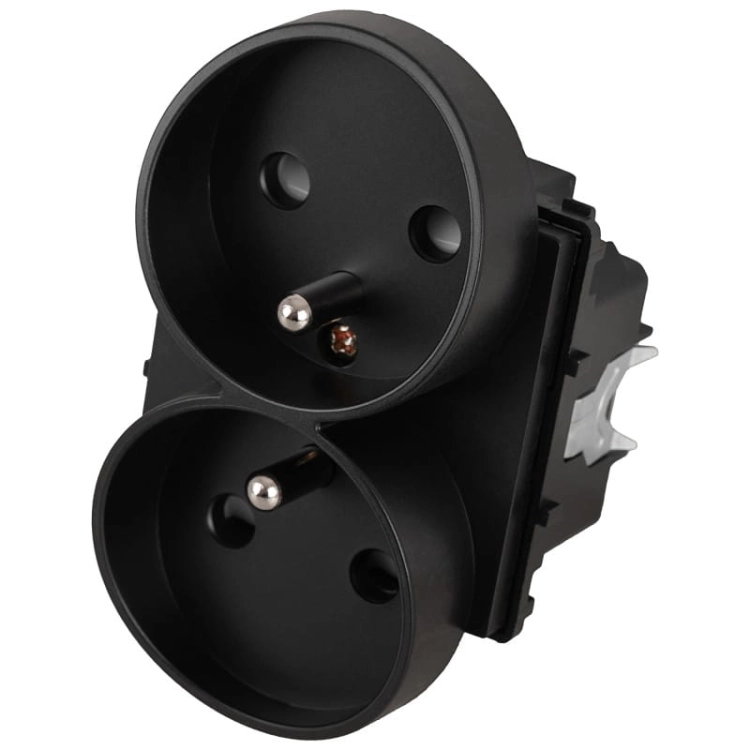 Doppelsteckdose Schwarz Mit Erdungsstift Set Mit Rahmen PVC