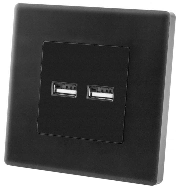 Steckdose Schwarz Doppelte USB-Ladesteckdose Set Mit Rahmen PVC