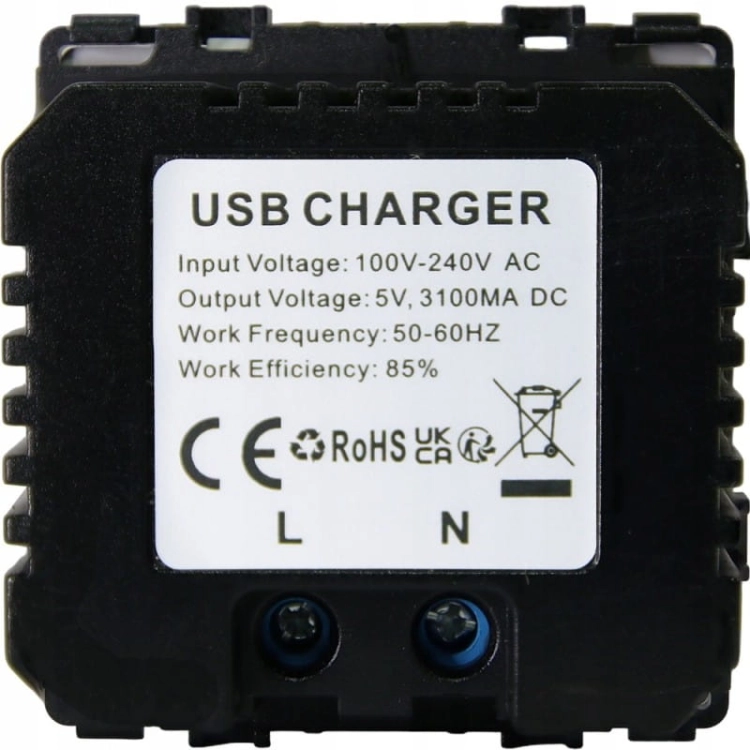 Steckdose Weiß Doppel-USB-Ladesteckdose 3.1A Typ A+A Set Mit PVC-Rahmen