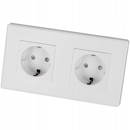 Doppelsteckdose Schuko Weiß Set PCV-Doppelrahmen 2 X Steckdose