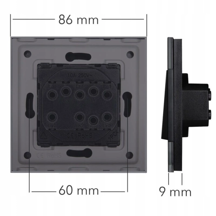 Steckdose Steckdose Glas Grau + Doppel-USB-Ladesteckdose Typ A+A 2.4A