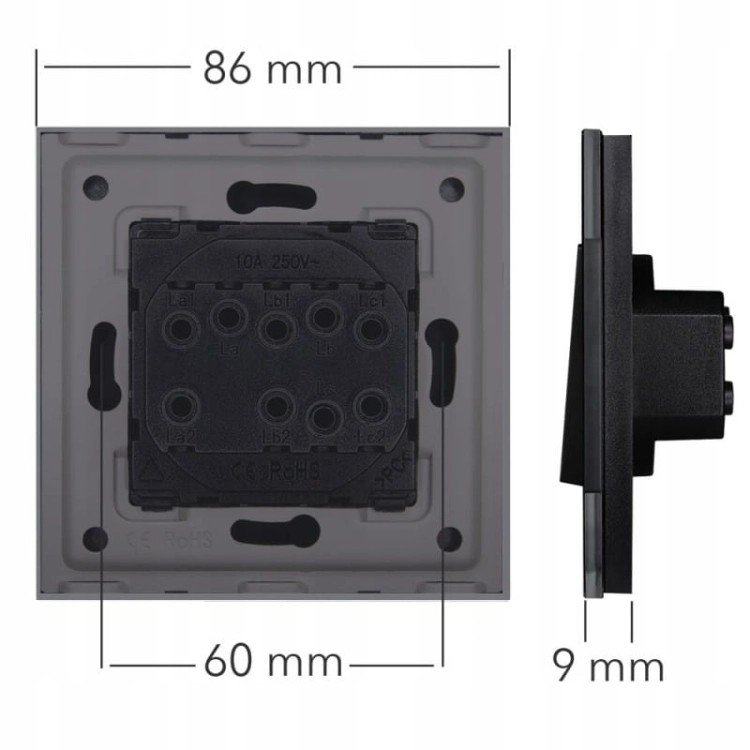 Steckdose Mit Erdungsstift Schwarz + Doppelte USB A+C-Ladesteckdose 20W Set Mit Glasrahmen