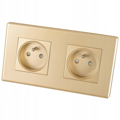 Doppelsteckdose Gold Set PVC-Doppelrahmen Und 2 X Steckdose