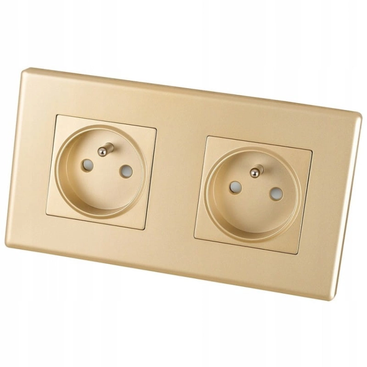 Doppelsteckdose Gold Set PVC-Doppelrahmen Und 2 X Steckdose