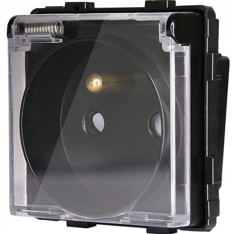 Steckdose Schwarz Mit Klappdeckel Mit Erdungsstift Set Mit Rahmen PVC