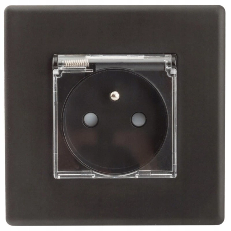 Steckdose Schwarz Mit Klappdeckel Mit Erdungsstift Set Mit Rahmen PVC