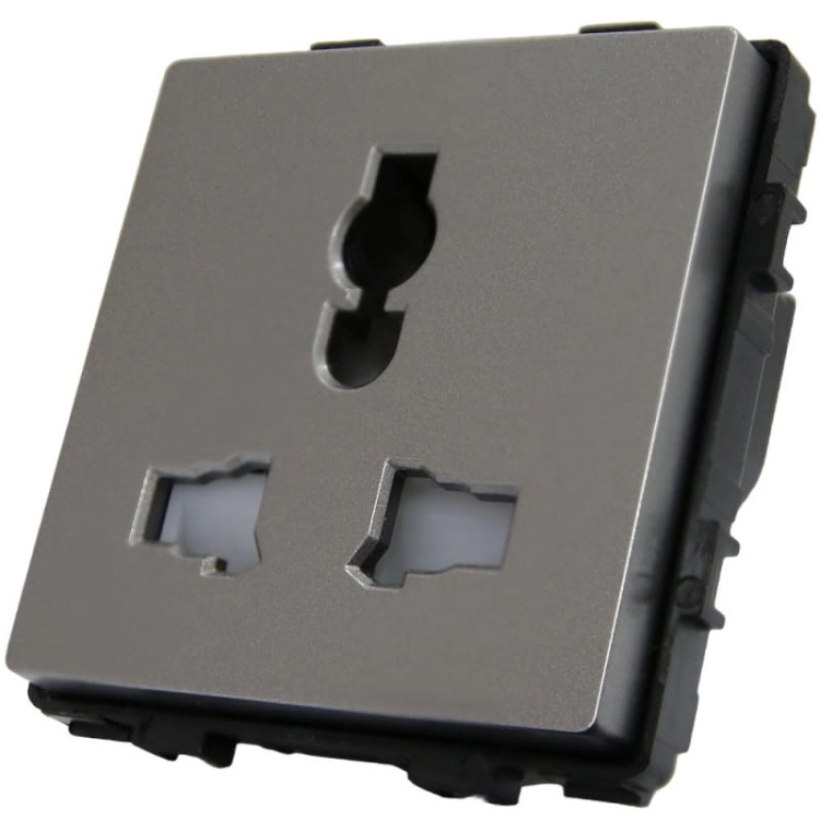 Modul Universal-Steckdose PL UK US EU Elektrisch Grau Für Rahmen