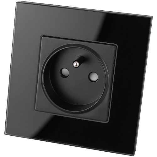 Einzelsteckdose Mit Erdungsstift Aus Glas Schwarz