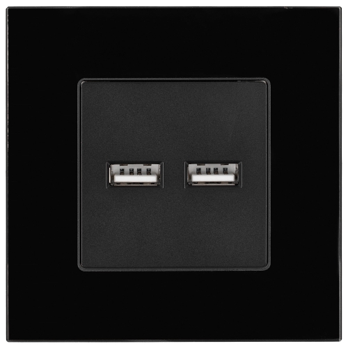 Doppelte USB-Ladesteckdose Typ A+A 3.1A Schwarz MIUUN
