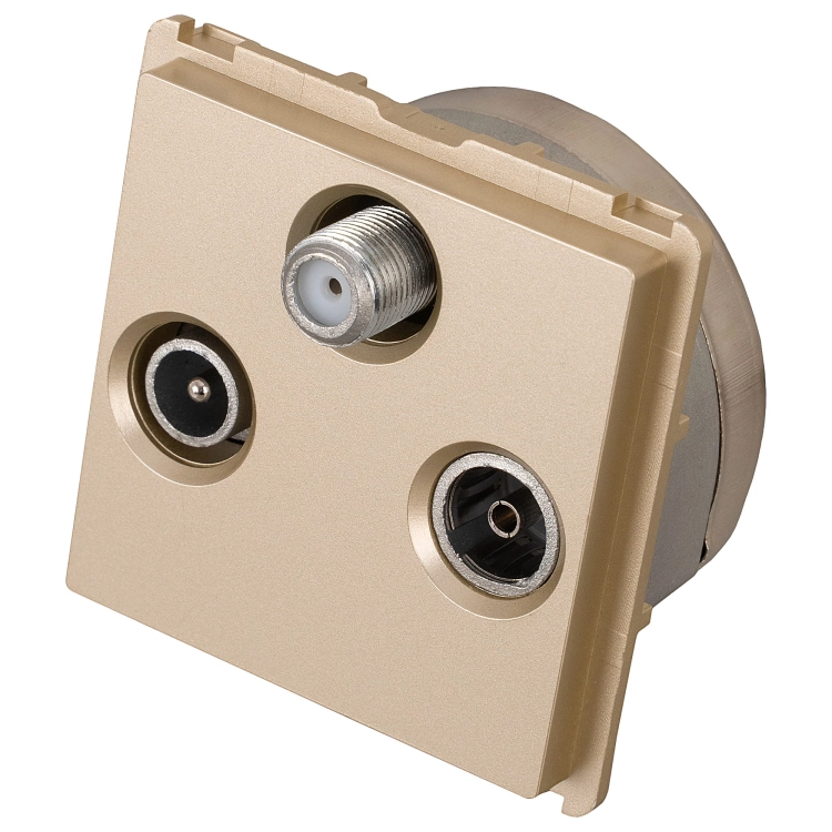 Modul TV-Antennendose FM SAT Dreifach Gold Für Rahmen