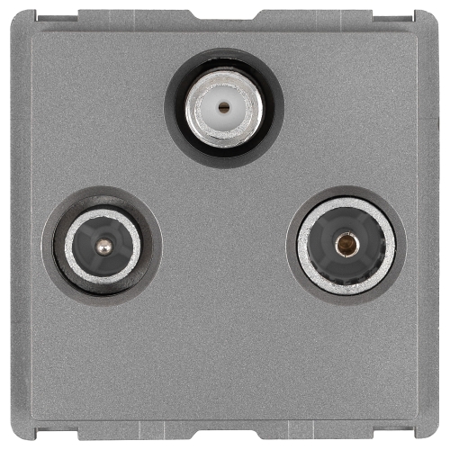 Modul TV-Antennendose FM SAT Dreifach Grau Für Rahmen