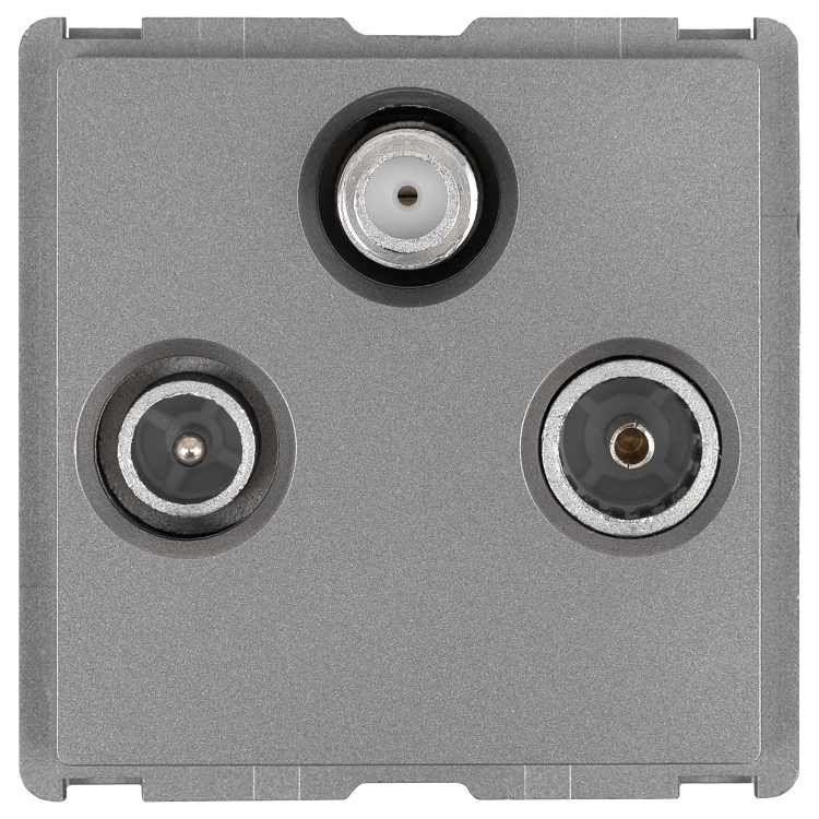 Modul TV-Antennendose FM SAT Dreifach Grau Für Rahmen