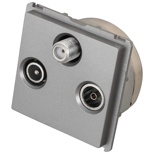 Modul TV-Antennendose FM SAT Dreifach Grau Für Rahmen