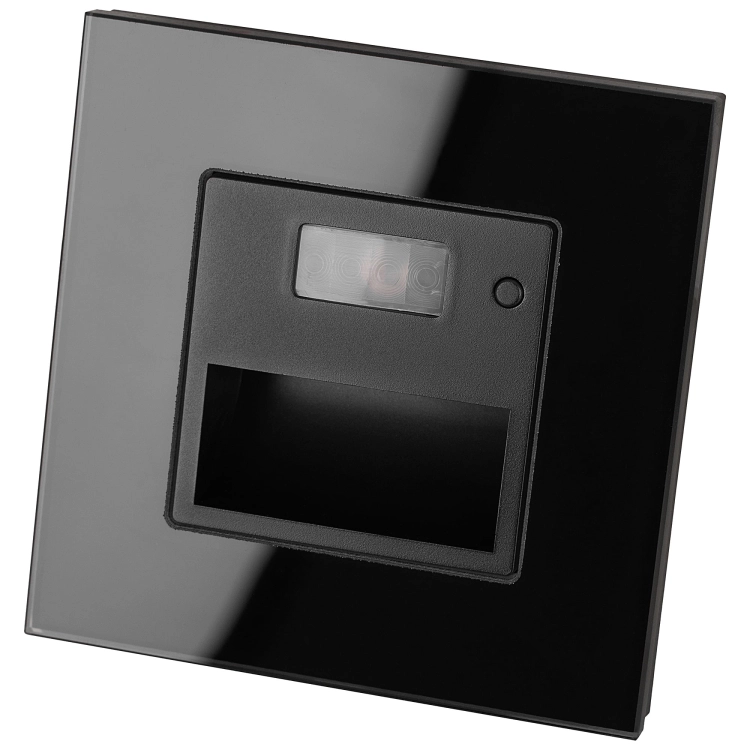 LED-Wand-Treppenleuchte Mit Bewegungsmelder Schwarz Set Mit Glasrahmen MIUUN