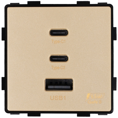 Modul Steckdose Dreifache USB-Ladesteckdose USB A+C+C 65W Gold Für Rahmen