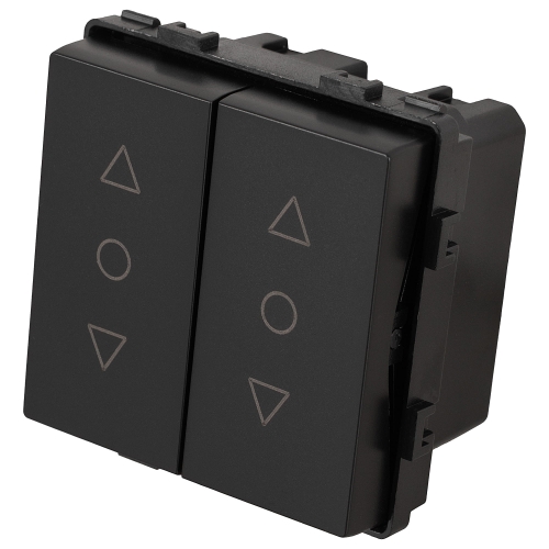 Modul Rollladenschalter Dreistufig Mit Rastfunktion Doppelt Schwarz Für Rahmen MIUUN