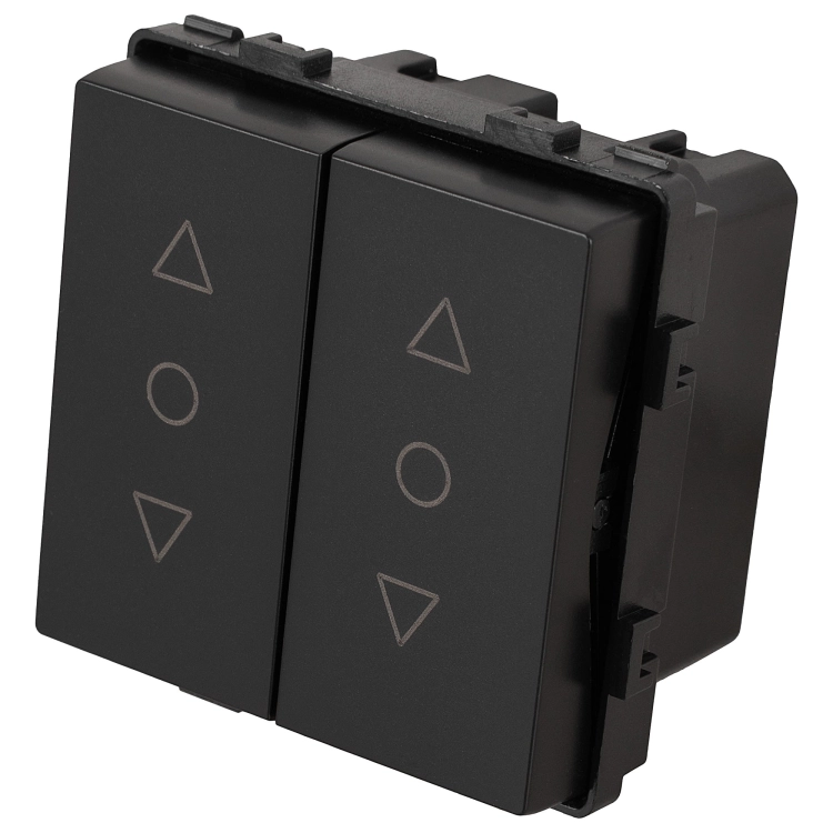 Modul Rollladenschalter Dreistufig Mit Rastfunktion Doppelt Schwarz Für Rahmen MIUUN