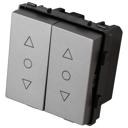 Modul Rollladenschalter Dreistufig Mit Rastfunktion Doppelt Grau Für Rahmen MIUUN
