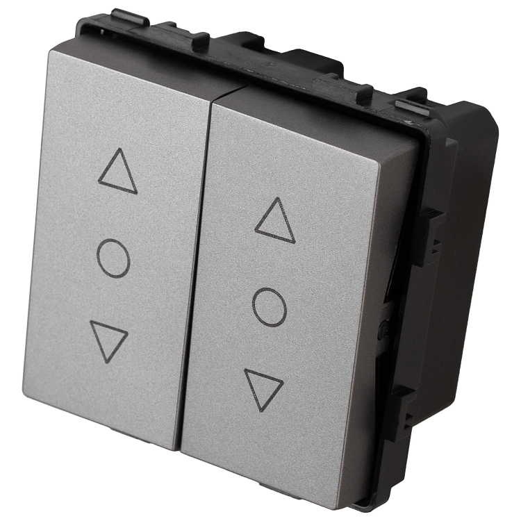 Modul Rollladenschalter Dreistufig Mit Rastfunktion Doppelt Grau Für Rahmen MIUUN