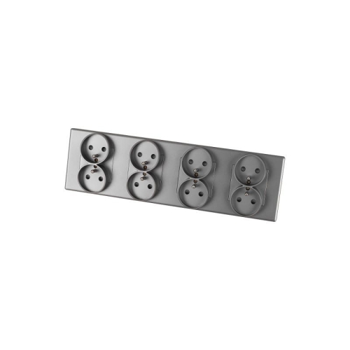 Vierfach-Steckdose Grau Erdungsstift Set PVC-Vierfachrahmen 4 X Doppelsteckdose
