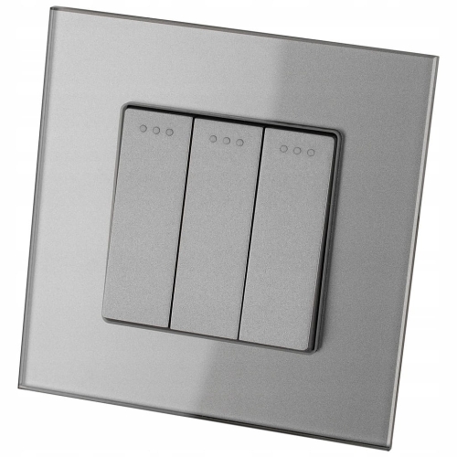 Schalter Dreifach Wechselschalter Grau Set Mit Rahmen MIUUN