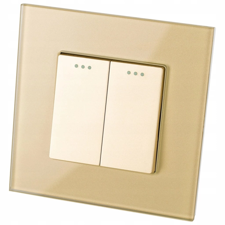 Schalter Serienschalter Doppel Klassisch Gold Set Mit Glasrahmen MIUUN