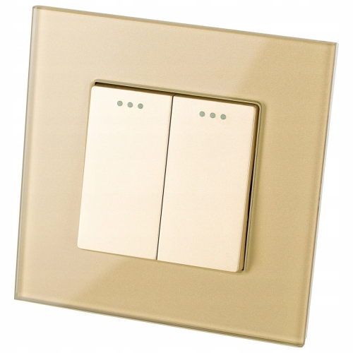 Schalter Wechselschalter Doppel Gold Set Mit Rahmen MIUUN
