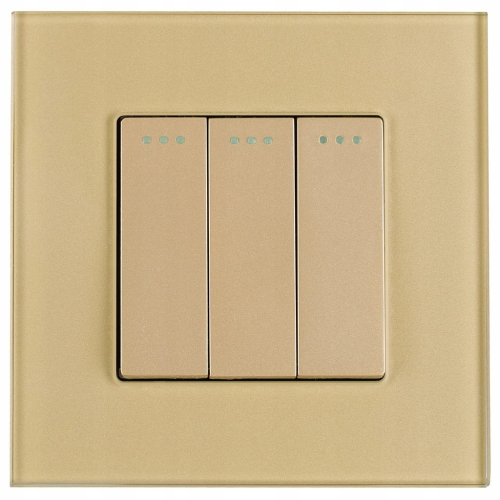 Schalter Dreifach-Wechselschalter Gold Set Mit Rahmen MIUUN