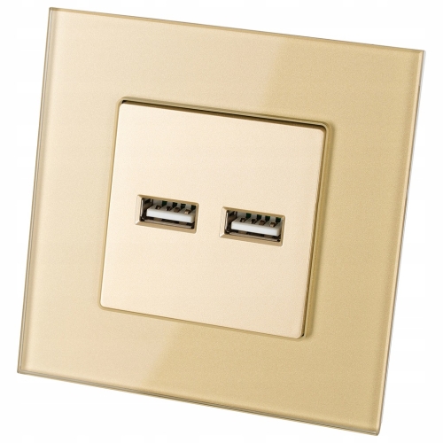 Steckdose Gold Doppel-USB-Ladesteckdose 3.1A Typ A+A Set Mit Rahmen MIUUN