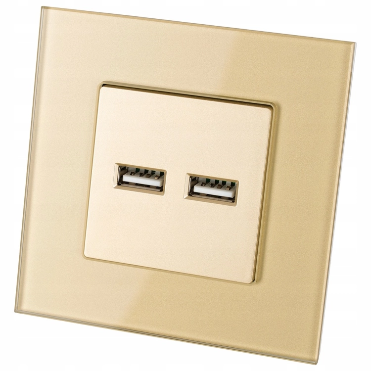 Steckdose Gold Doppel-USB-Ladesteckdose 3.1A Typ A+A Set Mit Rahmen MIUUN