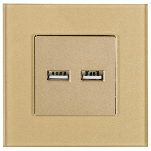 Steckdose Gold Doppel-USB-Ladesteckdose 3.1A Typ A+A Set Mit Rahmen MIUUN