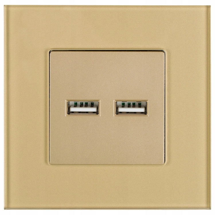 Steckdose Gold Doppel-USB-Ladesteckdose 3.1A Typ A+A Set Mit Rahmen MIUUN
