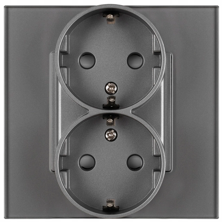Doppelsteckdose Grau Schuko Set Mit Glasrahmen MIUUN