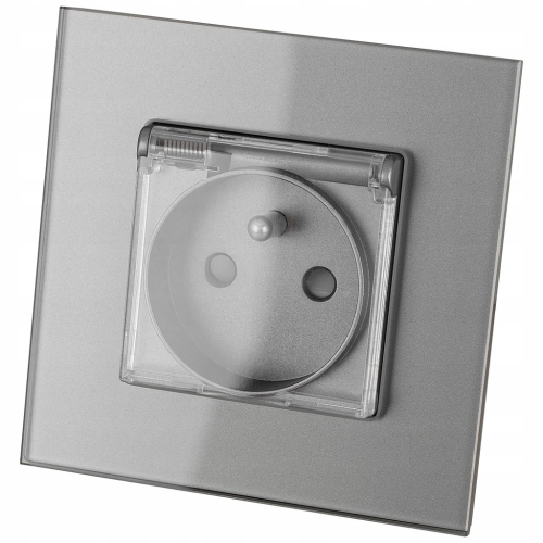 Steckdose Grau Mit Klappdeckel Mit Erdung Set Mit Glasrahmen MIUUN