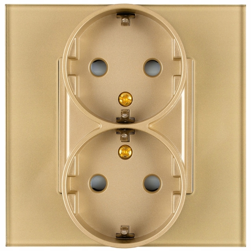 Doppelsteckdose Gold Schuko Set Mit Glasrahmen MIUUN